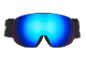 Skibril met blauwe spiegelende lens en zwarte band.