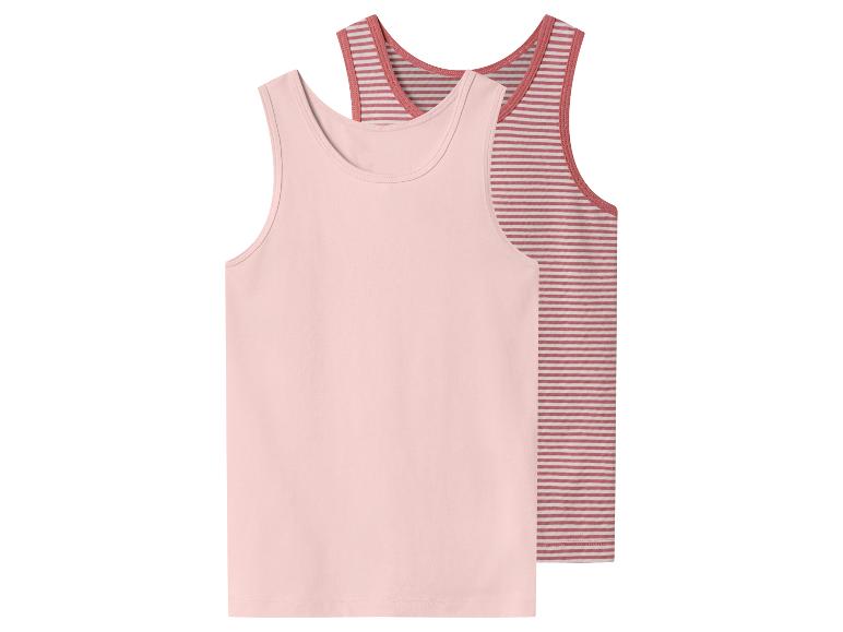 Twee tanktops, één effen lichtroze en één gestreept roze en wit