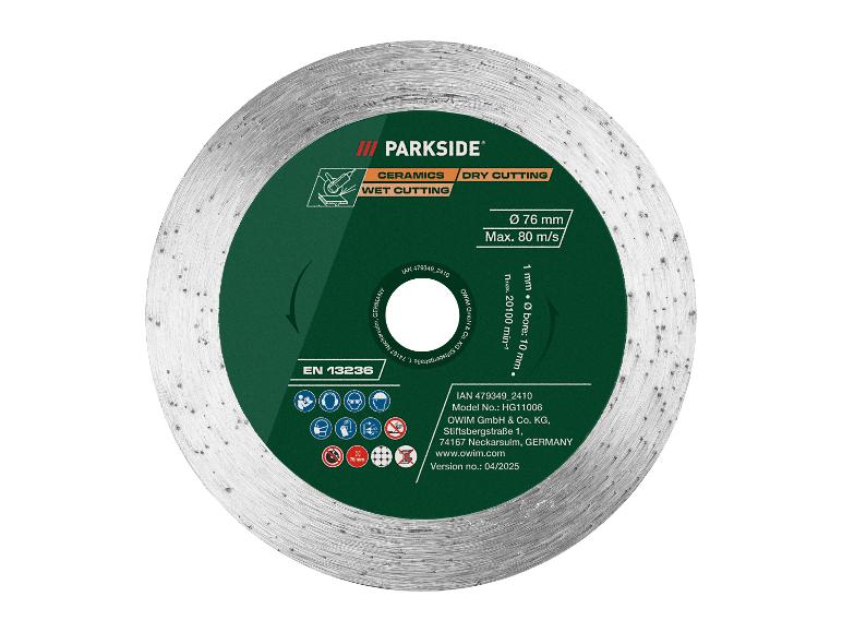 Parkside diamantschijf voor keramiek, Ø 76 mm.