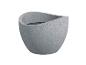 Grijze bloempot in druppelvorm, modern design.