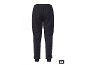Donkere joggingbroek met elastische tailleband en boorden bij de enkels.