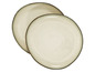 Twee beige platen met een donkerbruine rand.
