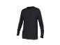 Zwart shirt met lange mouwen, ronde hals en naden op de schouders.