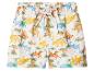 Witte kinderzwemshort met kleurrijke dinosaurus- en palmboomprint.