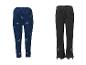 Meisjesjeans met elastische taille, een blauwe met strikjes en een zwarte met splitten.