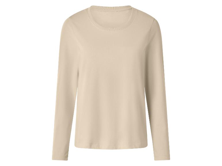 Beige T-shirt met lange mouwen voor dames