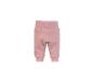 Roze babybroek van wol met hoge taille en geribbelde boorden.