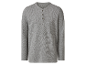 Een grijs henley shirt met lange mouwen.