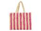 Beige en roze gestreepte strandtas.