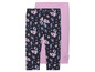 Twee meisjesleggings met print van zeemeerminnen en een effen roze legging.