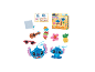 Aquabeads Stitch knutselset met diverse kraalontwerpen, inclusief Stitch-figuren en accessoires.