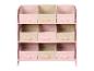 Roze rek met 9 roze en beige stoffen opbergdozen