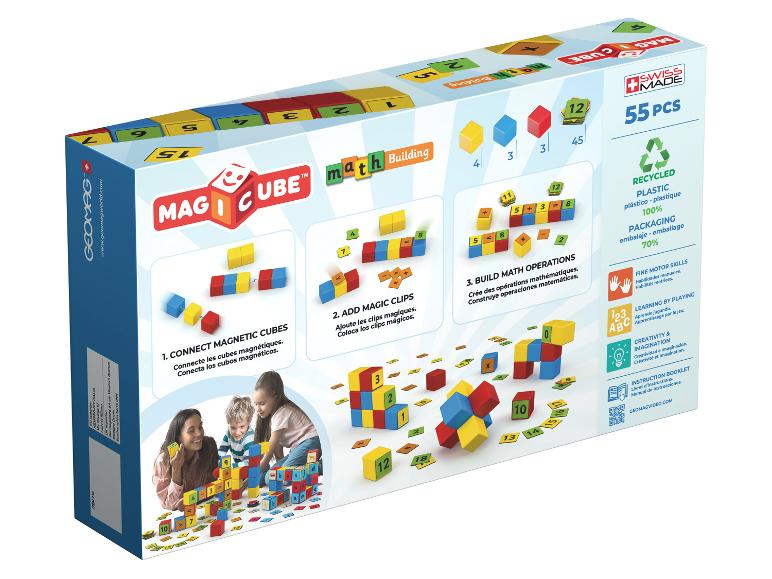 Magnetische wiskunde bouwblokken voor kinderen, 55 stuks, bevorderen fijne motoriek en creativiteit.