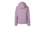 Paarse outdoorjas voor dames met capuchon, achteraanzicht.