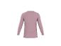 Dames mauve shirt met lange mouwen en golvende zoom, achteraanzicht