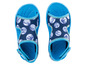 Blauwe sandalen met dino-print voor kinderen.