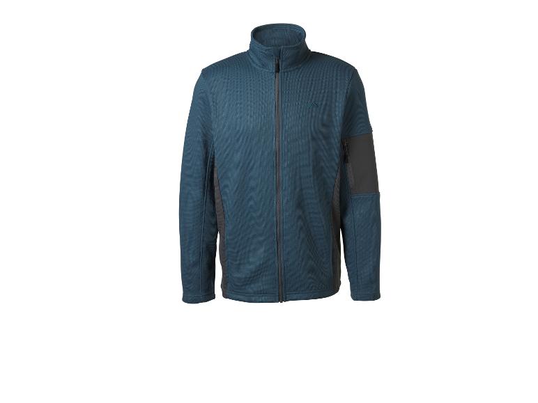 Heren blauw jack met rits en donkere inzetstukken