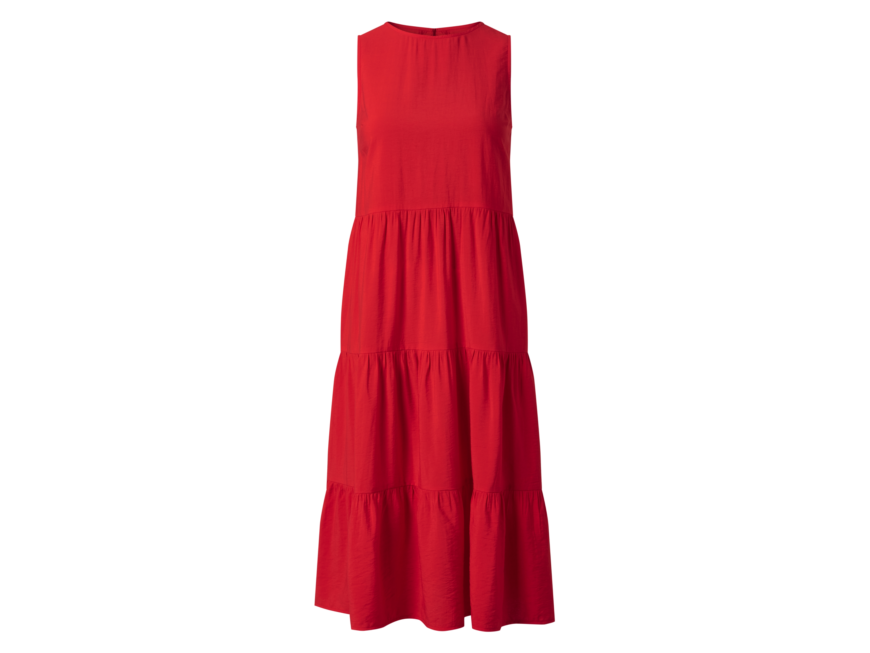 ESMARA Dames jurk, moderne midi-lengte (Rood, 36)