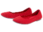 Rode gebreide ballerina's.