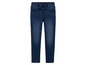 Een paar blauwe jeans met elastische tailleband.