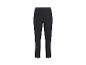 Zwarte, rechte broek met elastische tailleband.