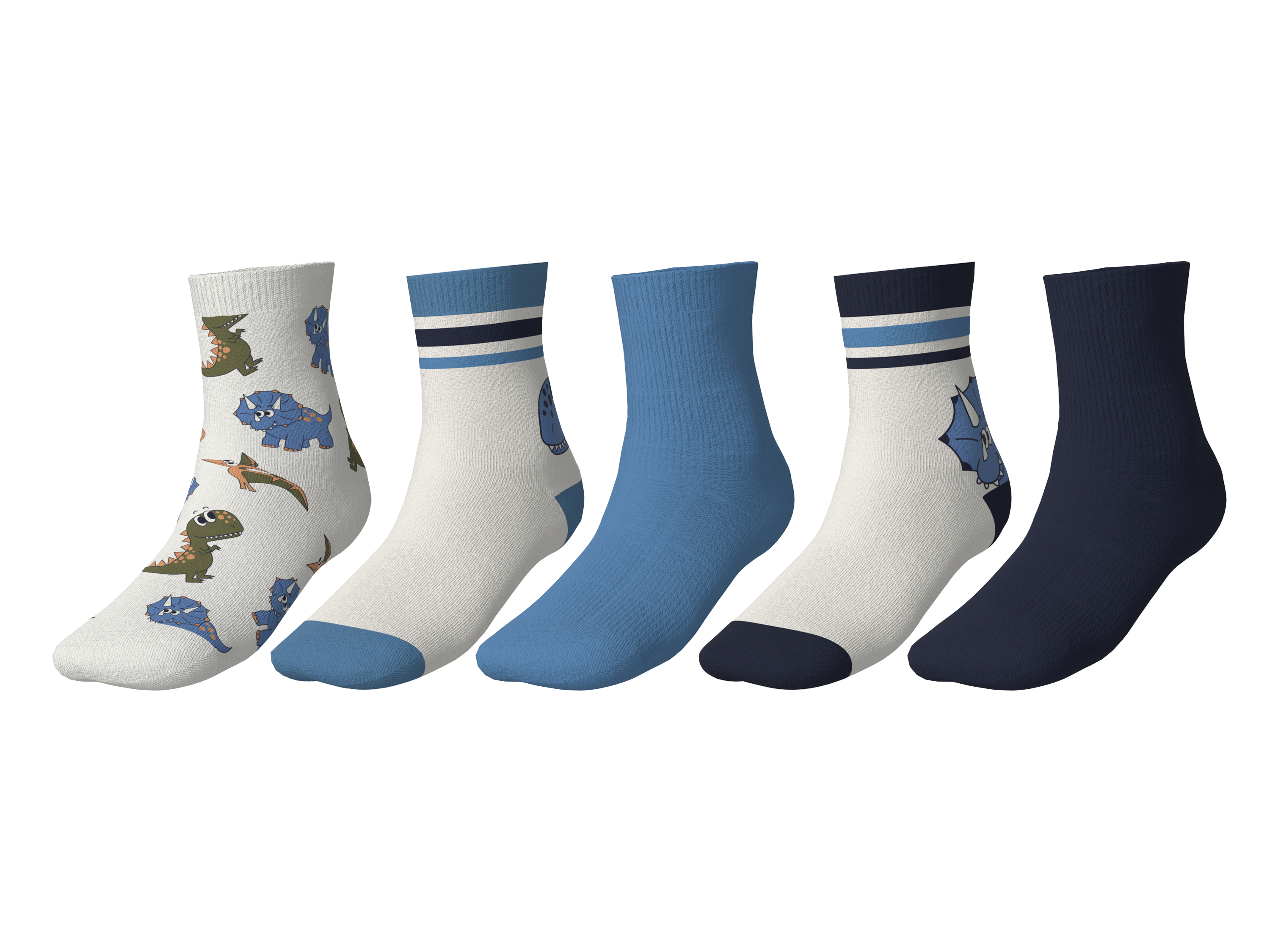 LUPILU Kinder thermosokken, 5 paar (Wit/Blauw/Marineblauw, 23-26)
