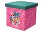Roze opbergpoef met Paw Patrol-personages Marshall en Skye, en dinosauruspatronen