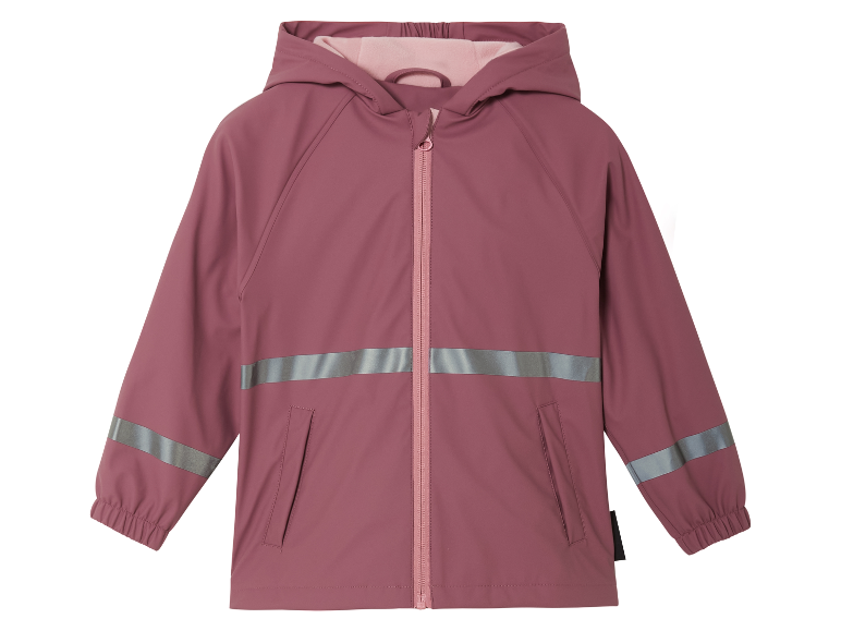 Roze regenjas voor meisjes met reflecterende details.