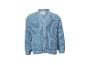 Lichtblauwe gebreide cardigan met houten knopen en zakken