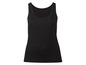 Een zwart tanktop met een ronde hals.