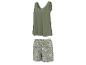 Dames groene tanktop en shorts met bloemenprint set.
