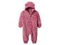 Roze, pluizige baby-onesie met capuchon en berenoren