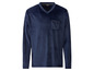 Een donkerblauwe longsleeve met v-hals en borstzak, van Livestyle.
