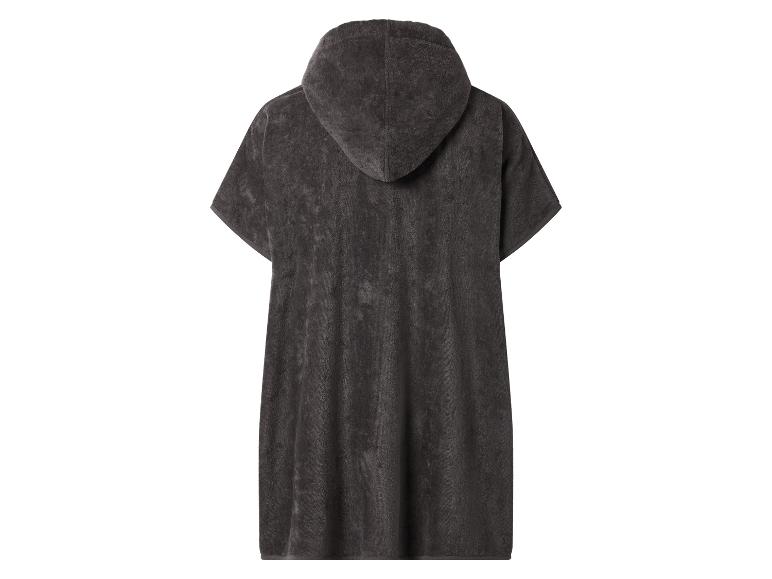 Donkergrijze poncho handdoek met capuchon, achteraanzicht
