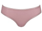 Een roze onderbroek met kant.
