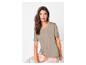 Taupe t-shirt en broek met bloemenprint voor dames.