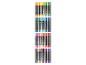 Een collectie dual tip markers in diverse kleuren, gerangschikt in rijen.