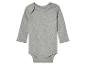 Grijze baby body met lange mouwen.