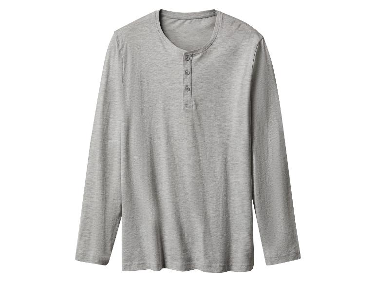 Grijs Henley-shirt met lange mouwen en knopen.