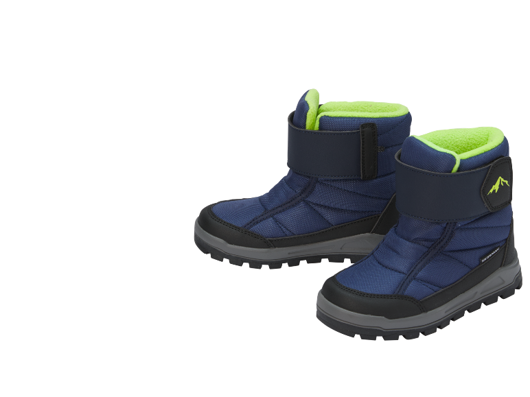 Kinderwinterlaarzen met donkerblauw bovenwerk en felgroene voering