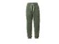 Groene joggingbroek met wit trekkoord en gestikte details.