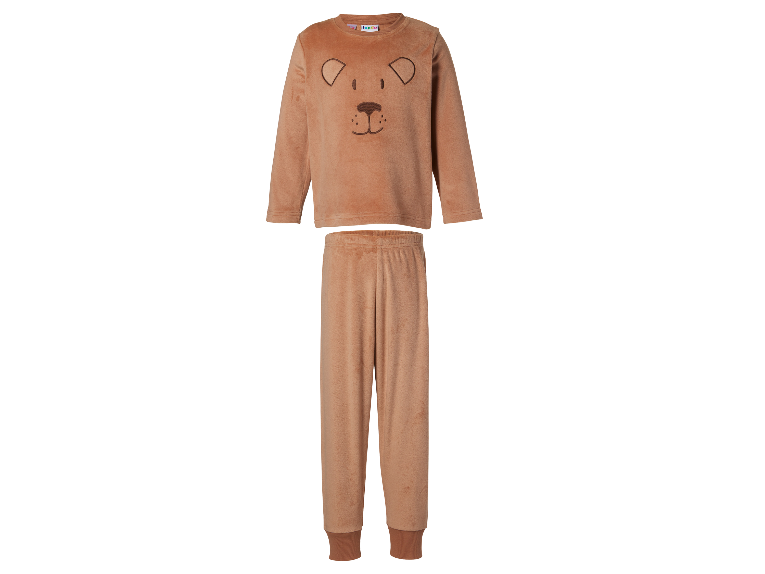 LUPILU Kinder pluche pyjama, lang (Bruin, 122/128)