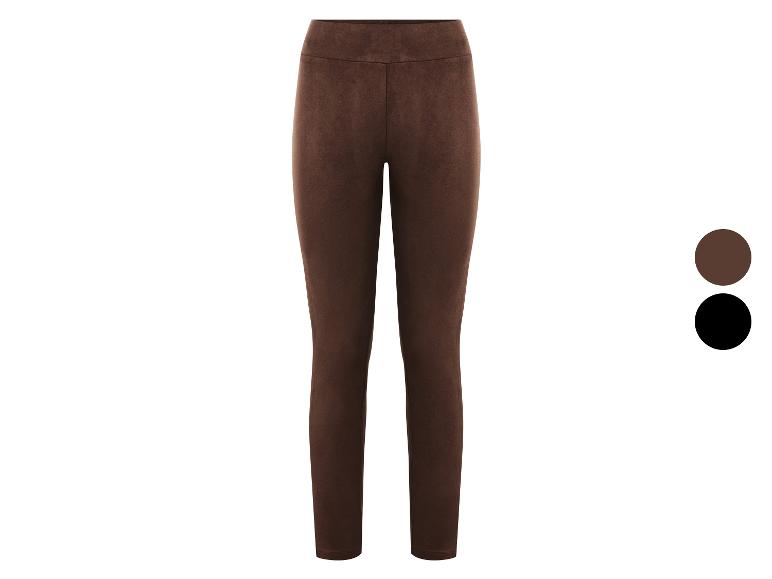 Bruine suède legging met een zwarte kleuroptie.