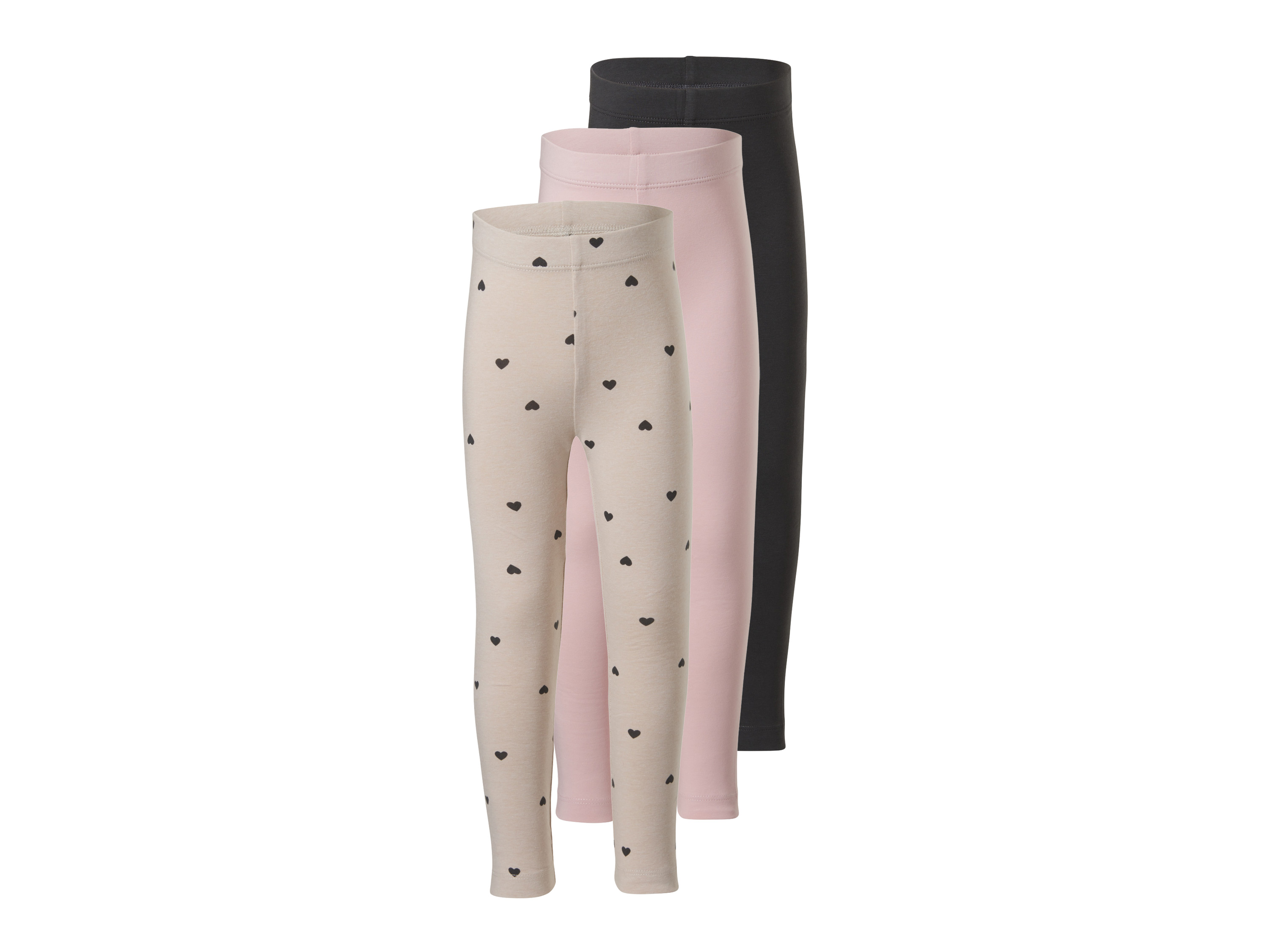 LUPILU Set van 3 kinder leggings (roze/beige/grijs, 98/104)