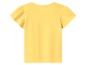 Geel T-shirt met korte mouwen en geplooide schouders, achterkant