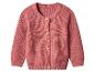 Roze gebreid babyvestje met houten knopen