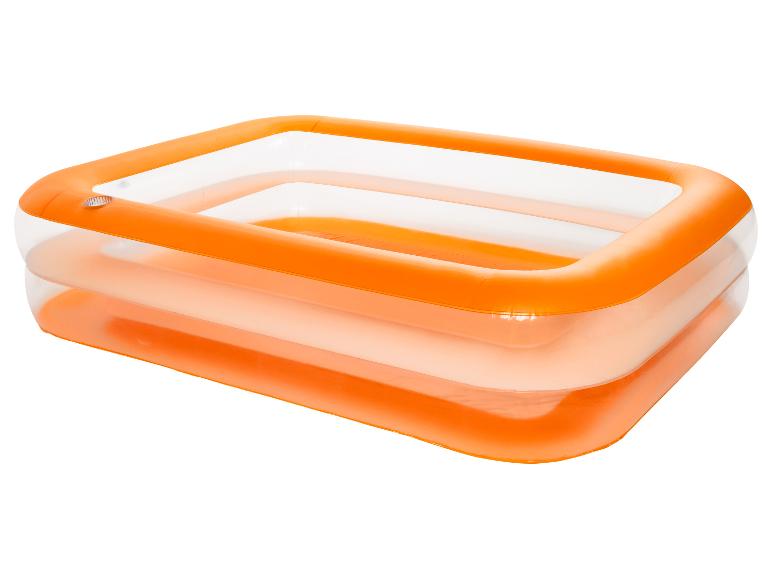 Oranje opblaasbaar rechthoekig kinderzwembad met drie ringen
