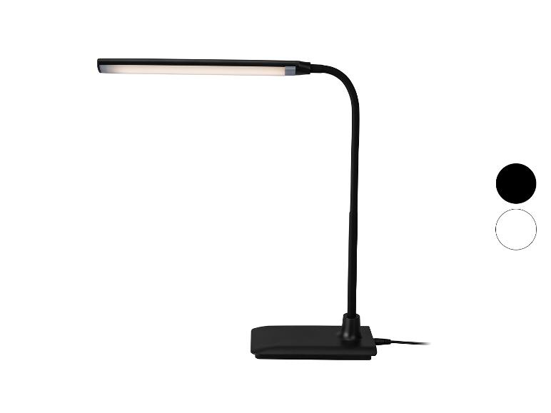 Zwarte LED-bureaulamp met flexibele hals en verlichte strip
