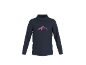 Donkerblauwe kindercoltrui met een roze bergmotief.