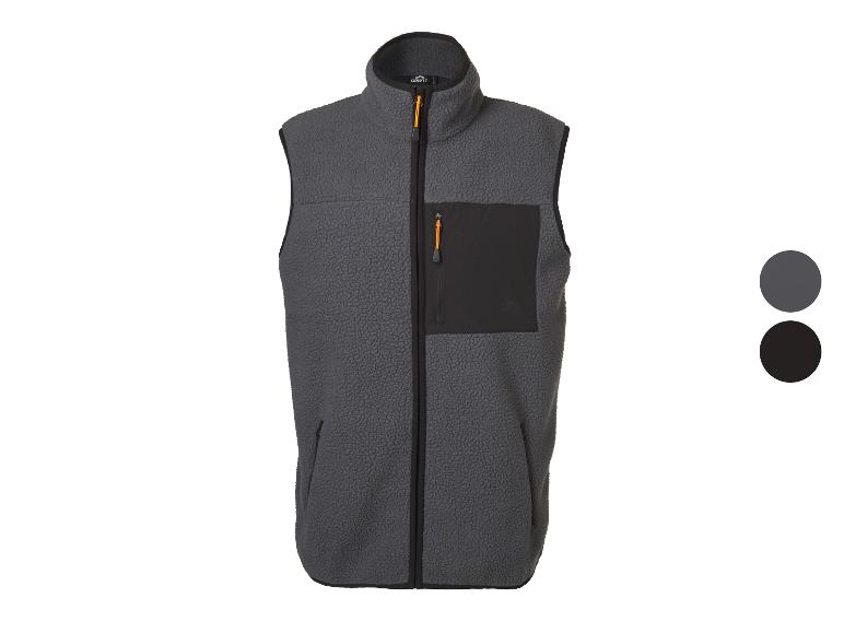 Donkergrijs fleecevest voor heren met zwarte accenten en oranje ritsen